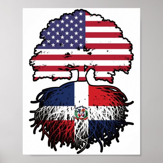 ドミニカ共和国ドミニカ系アメリカ合衆国ツリー ポスター (正面)