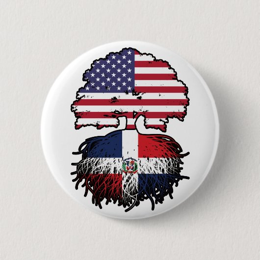 ドミニカ共和国ドミニカ系アメリカ合衆国ツリー 缶バッジ (正面)