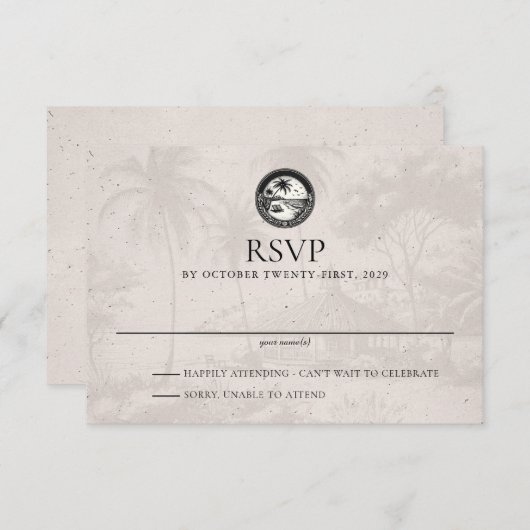 ドミニカ共和国パスポートウェディングRSVPカード 出欠カード (正面/裏面)