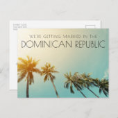 ドミニカ共和国ビーチ結婚式日付の保存 案内ポストカード (正面/裏面)