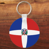 ドミニカ共和国フィッシュアイ国旗のキーチェーン キーホルダー (正面)
