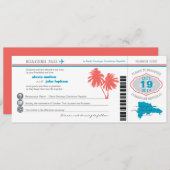 ドミニカ共和国ボーディングパスウェディング招待状 招待状 (正面/裏面)