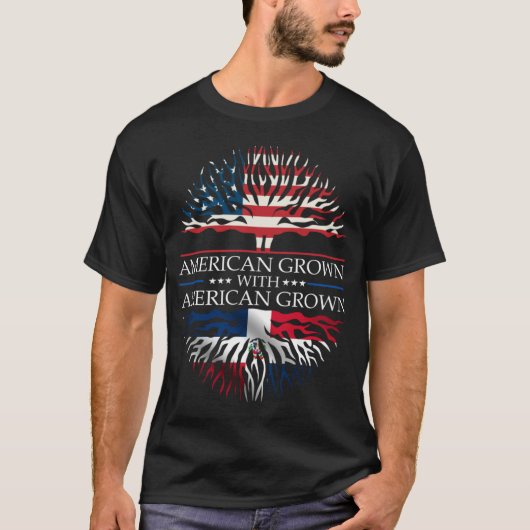 ドミニカ共和国ルーツ国旗アメリカのドミン育て Tシャツ (正面)