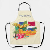 ドミニカ共和国レトロカリブのアイランドオウム エプロン (正面)