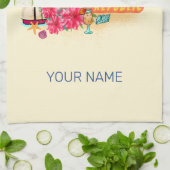 ドミニカ共和国レトロカリブのアイランドオウム キッチンタオル (折り畳み)