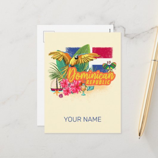 ドミニカ共和国レトロカリブのアイランドオウム シーズンポストカード (正面/裏面インサイチュ)