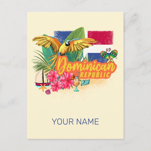 ドミニカ共和国レトロカリブのアイランドオウム シーズンポストカード (正面)