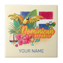 ドミニカ共和国レトロカリブのアイランドオウム タイル