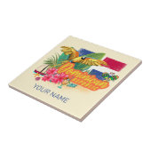 ドミニカ共和国レトロカリブのアイランドオウム タイル (側面)