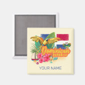 ドミニカ共和国レトロカリブのアイランドオウム マグネット (正面/裏面)