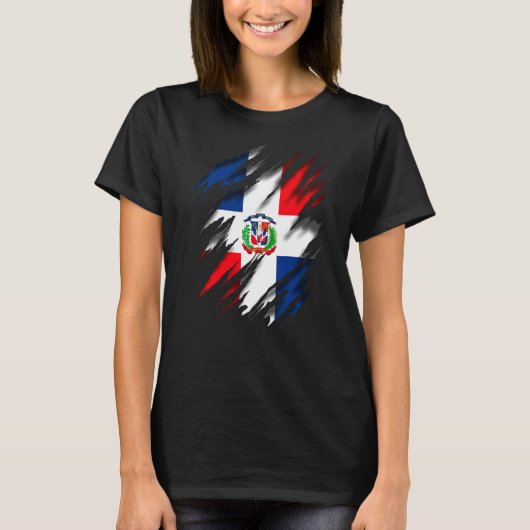 ドミニカ共和国共和国ドミニカ国旗 Tシャツ (正面)