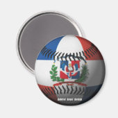 ドミニカ共和国国旗が掲げられた野球 マグネット (正面/裏面)