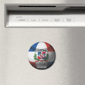 ドミニカ共和国国旗が掲げられた野球 マグネット (インサイチュ (食洗機))