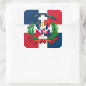 ドミニカ共和国国旗とコート・オブ・アームズ スクエアシール (バッグ)