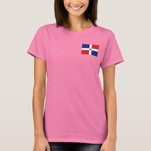 ドミニカ共和国国旗と地図dk Tシャツ (正面)