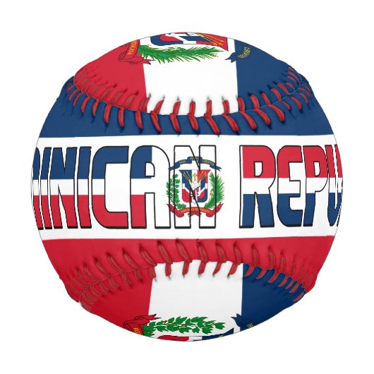 ドミニカ共和国国旗と紋章 野球ボール (正面)