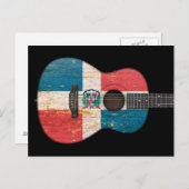 ドミニカ共和国国旗のアコースティックギター、黒 ポストカード (正面/裏面)