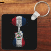 ドミニカ共和国国旗のギターミュージシャン音楽 キーホルダー (裏面)