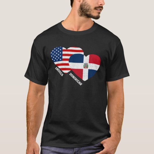 ドミニカ共和国国旗のシャツハーフドミニカアメリカ Tシャツ (正面)