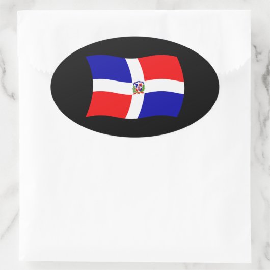 ドミニカ共和国国旗のステッカー 楕円形シール (バッグ)