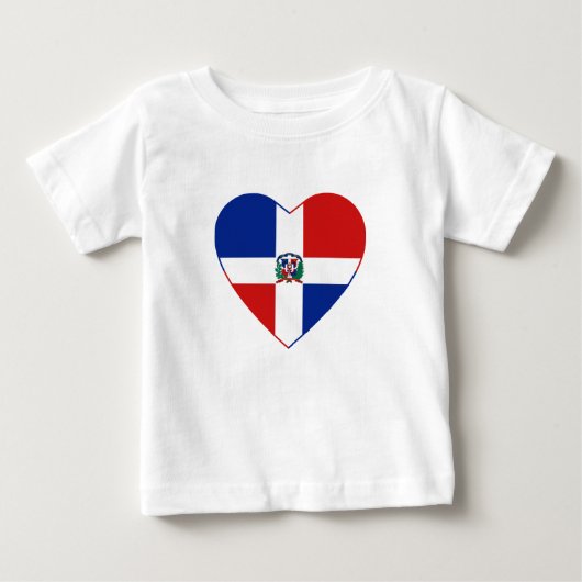 ドミニカ共和国国旗のハートTシャツ ベビーTシャツ (正面)