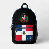 ドミニカ共和国国旗のバックパック、パトリオットブラック プリントバックパック (正面)