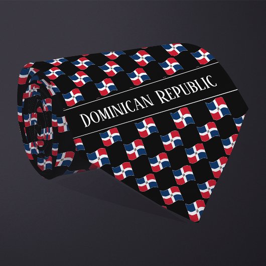 ドミニカ共和国国旗のパターン(波型) ネクタイ
