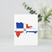 ドミニカ共和国国旗の地図 ポストカード (スタンド正面)
