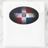 ドミニカ共和国国旗の花火 楕円形シール (バッグ)