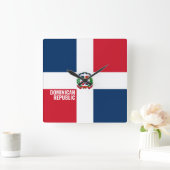 ドミニカ共和国国旗の輝く愛国心 スクエア壁時計 (ホーム)