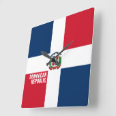 ドミニカ共和国国旗の輝く愛国心 スクエア壁時計 (傾斜)