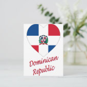 ドミニカ共和国国旗ハート(名前付き) ポストカード (スタンド正面)