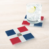 ドミニカ共和国国旗 ガラスコースター (アングル)