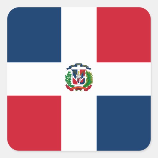 ドミニカ共和国国旗 スクエアシール (正面)