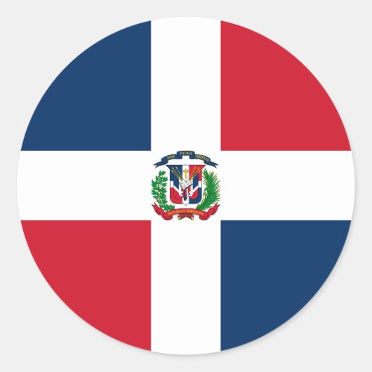 ドミニカ共和国国旗 ラウンドシール (正面)