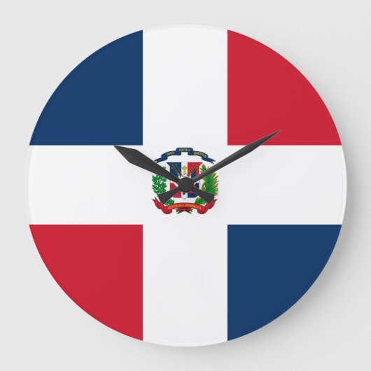 ドミニカ共和国国旗 ラージ壁時計 (正面)