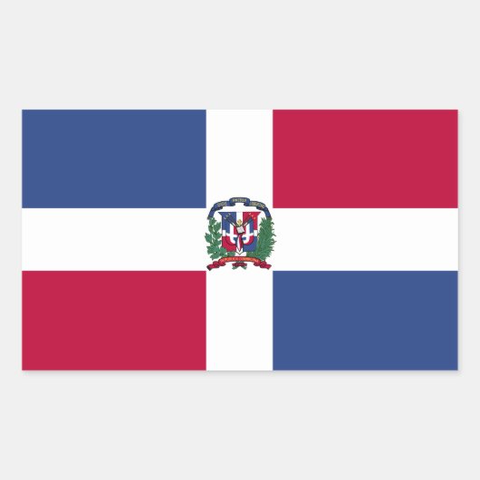 ドミニカ共和国国旗 長方形シール (正面)