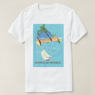 ドミニカ共和国地図ヨット旅行ポスター Tシャツ