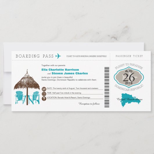 ドミニカ共和国搭乗結婚券 招待状 (正面)