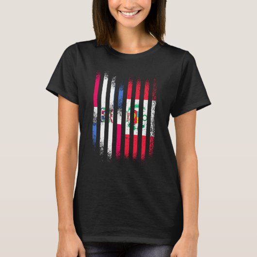ドミニカ共和国旗 ペルー産 国旗 S Tシャツ (正面)
