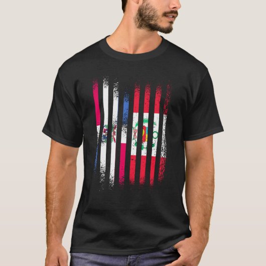 ドミニカ共和国旗 ペルー産 国旗 S Tシャツ (正面)