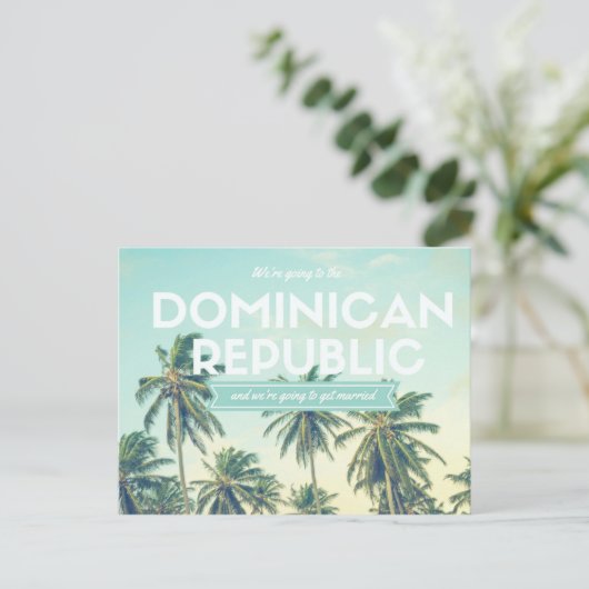 ドミニカ共和国熱帯結婚式の日程を保存 案内ポストカード (スタンド正面)