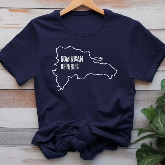 ドミニカ共和国縁ど国地図の概要 Tシャツ