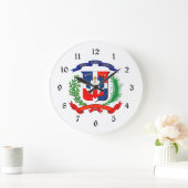 ドミニカ共和国 – シール – 国旗 – 記号 ラージ壁時計 (ホーム)