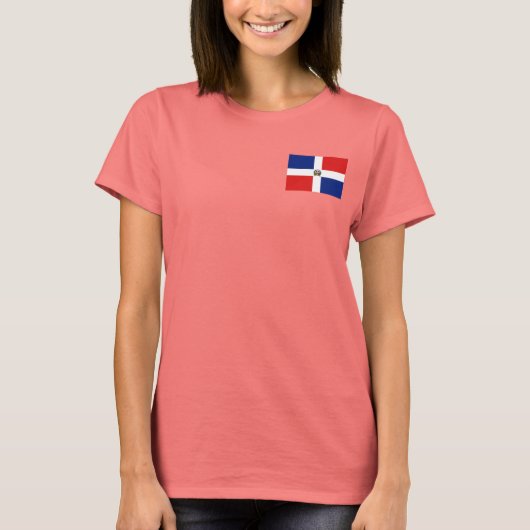 ドミニカ共和国 フラグ+地図 Tシャツ (正面)