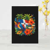 ドミニカ共和国 国旗 バケーション 旅行 熱帯 カード (黄色い花)