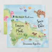 ドミニカ共和国 水彩画地図 Save the Date セーブザデート (正面/裏面)