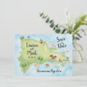 ドミニカ共和国 水彩画地図 Save the Date セーブザデート (スタンド正面)