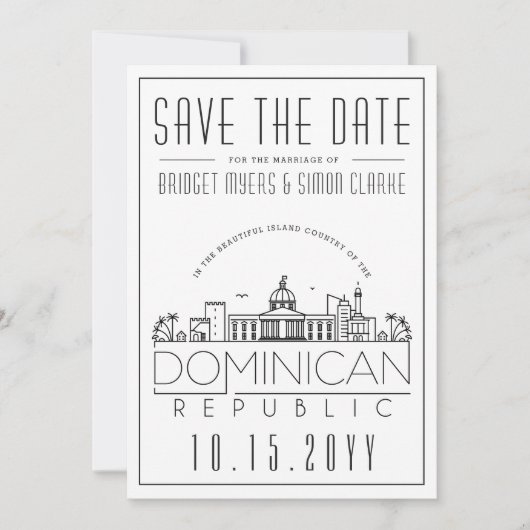 ドミニカ共和国 結婚式 スカイライン 保存日 招待状 (正面)