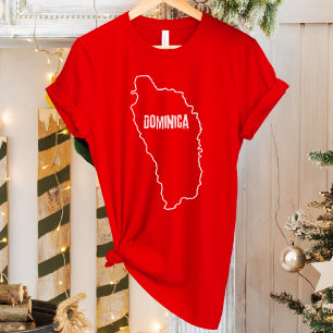 ドミニカ国の地図ドミニカ縁ど線の概要 Tシャツ